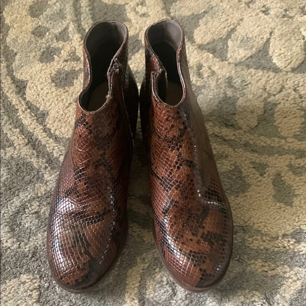 Clarks Brown Snakeskin Ankle Boots - Picture 1 of 6